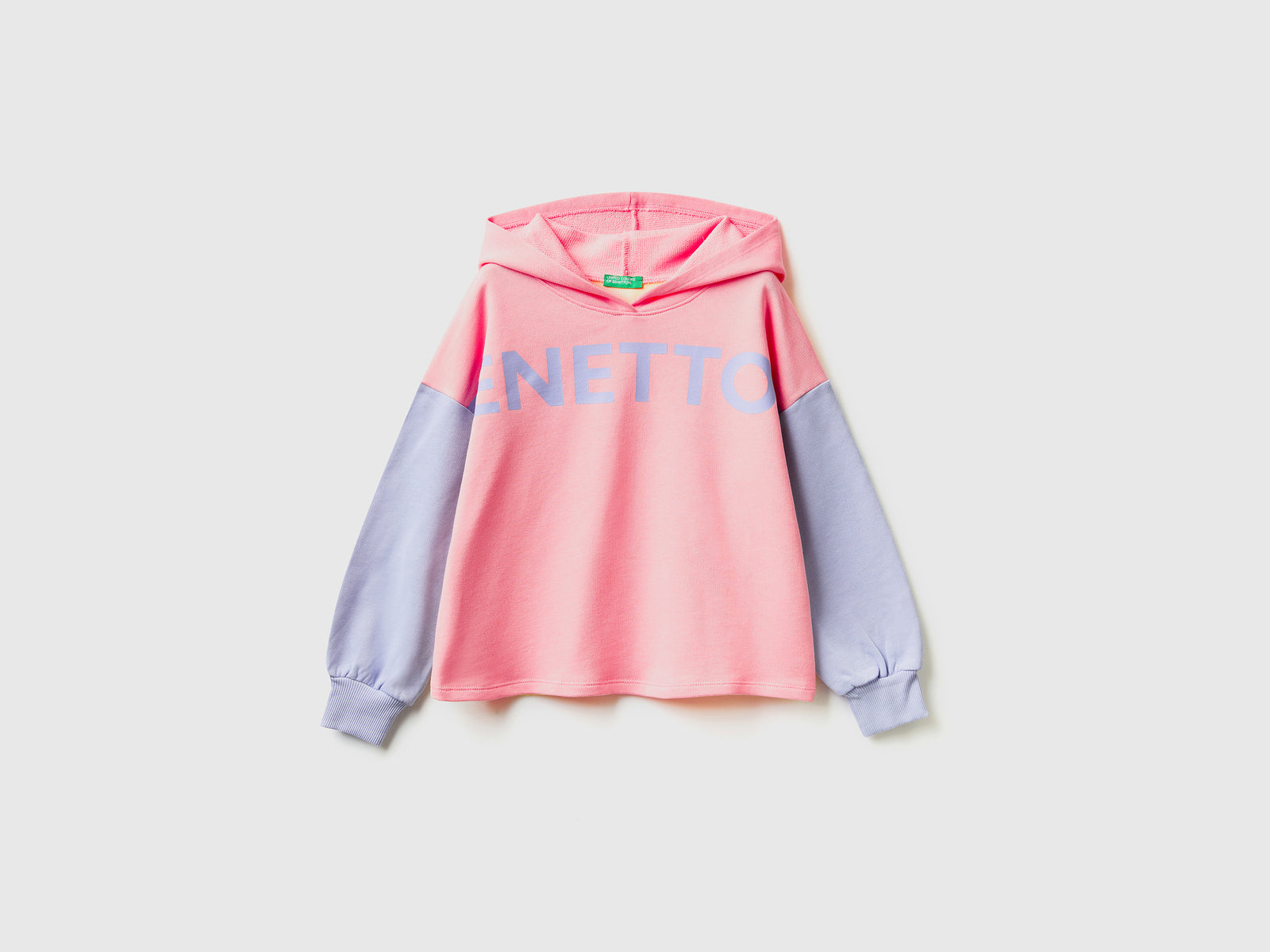 Felpa over fit con cappuccio da bambina multi-color | Benetton Outlet