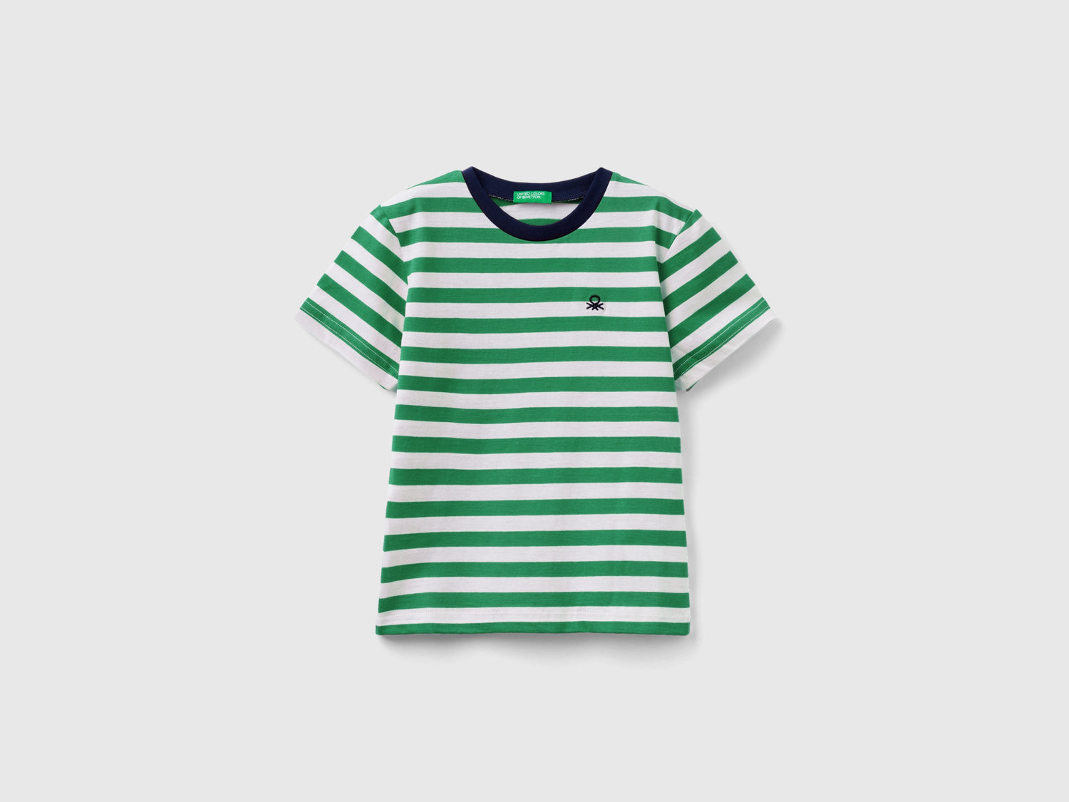 Maglietta a righe 100% cotone da bimbo verde | Benetton Outlet