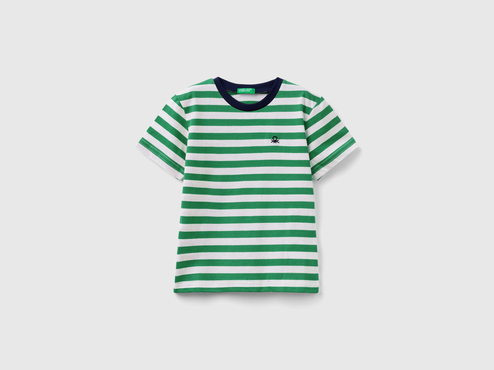 Maglietta a righe 100% cotone da bimbo verde | Benetton Outlet