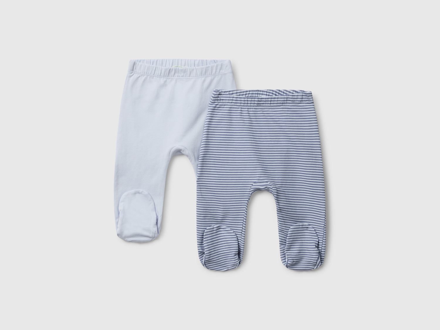 Due pantaloni in cotone da neonato azzurro | Benetton Outlet