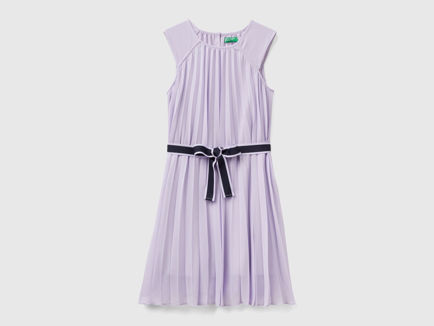 Vestito plissettato con cintura da bambina lilla | Benetton Outlet