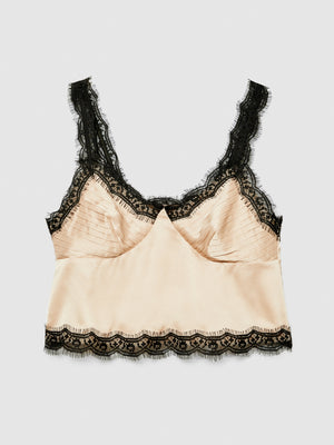 Top in satin con pizzo