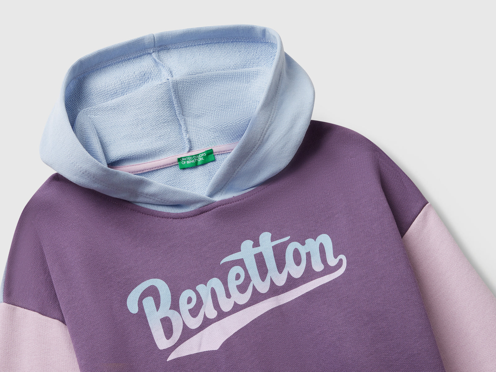 Felpa con stampa e cappuccio da bambina lavanda 3 | Benetton Outlet