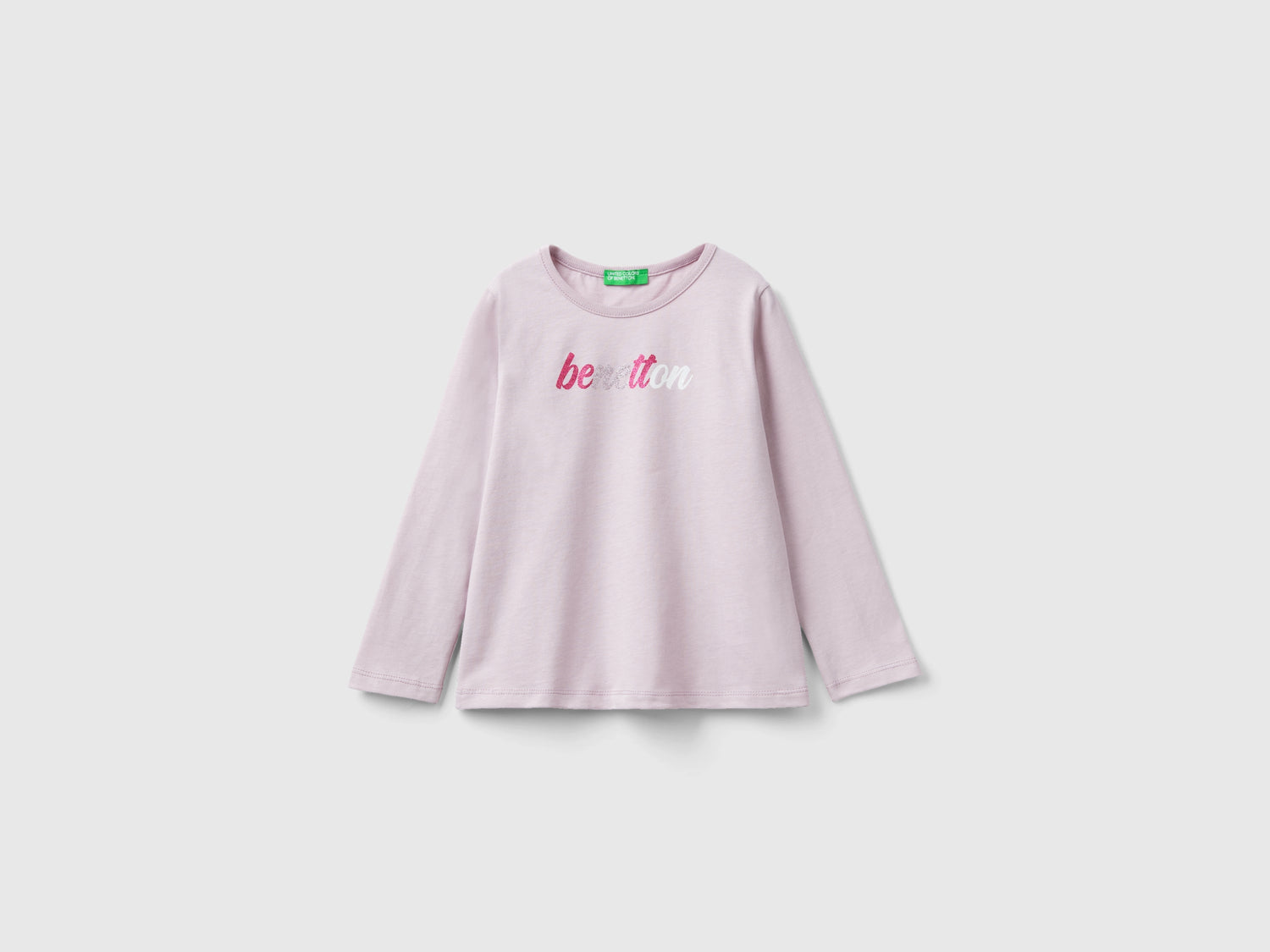 Maglietta regular fit in cotone bio da bimba rosa | Benetton Outlet