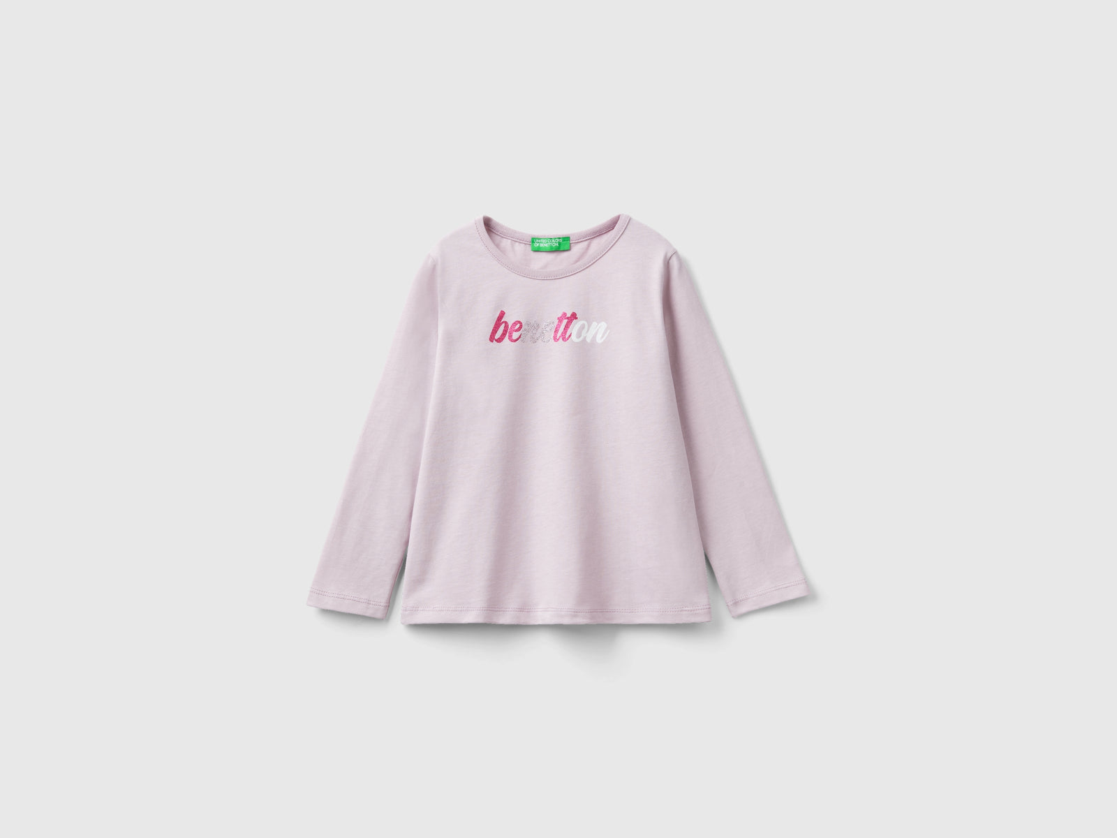 Maglietta regular fit in cotone bio da bimba rosa | Benetton Outlet