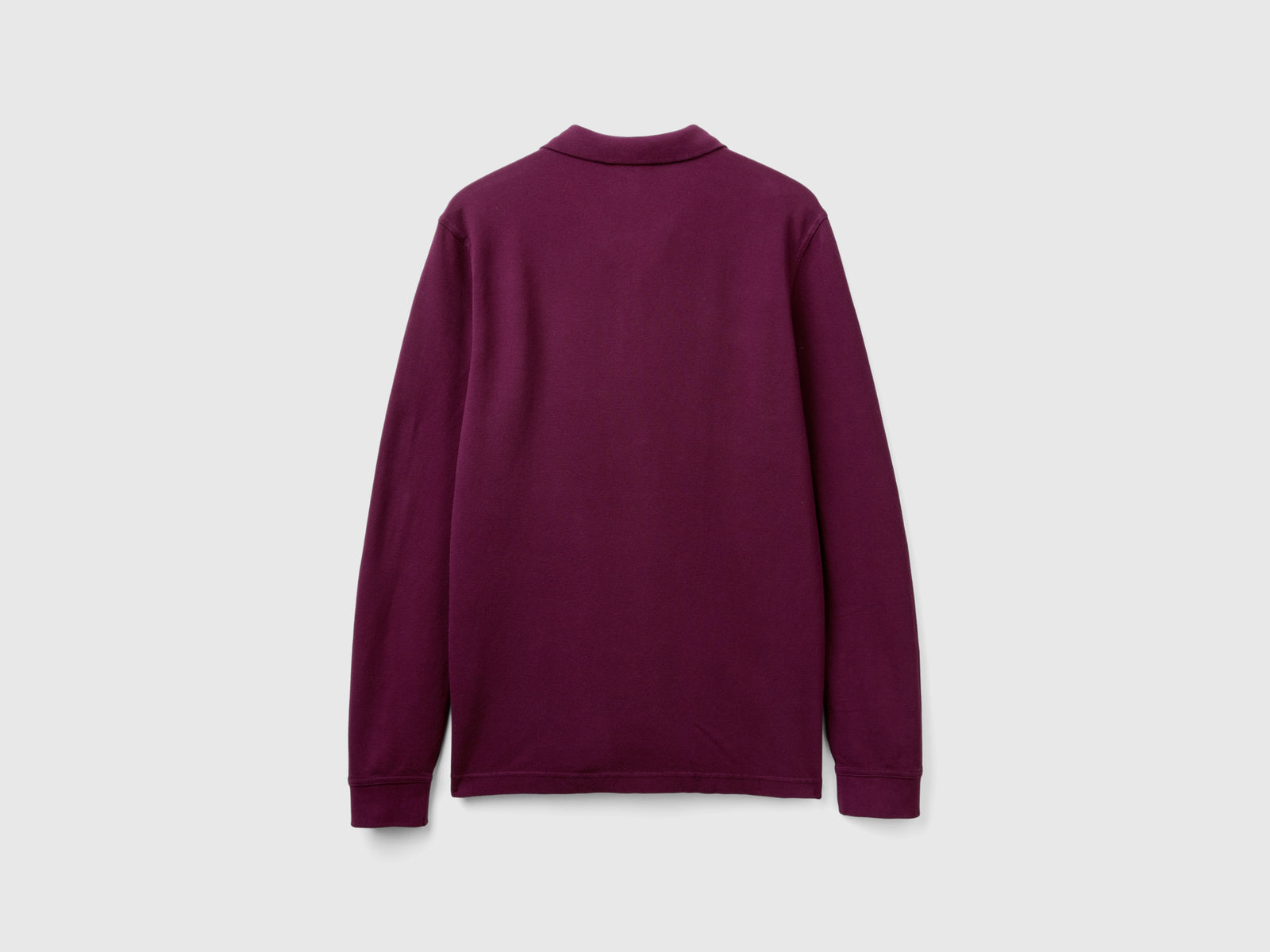 Polo a manica lunga 100% cotone da uomo malva scuro 2 | Benetton Outlet
