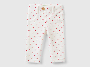 Pantaloni con stampa cuori in ciniglia