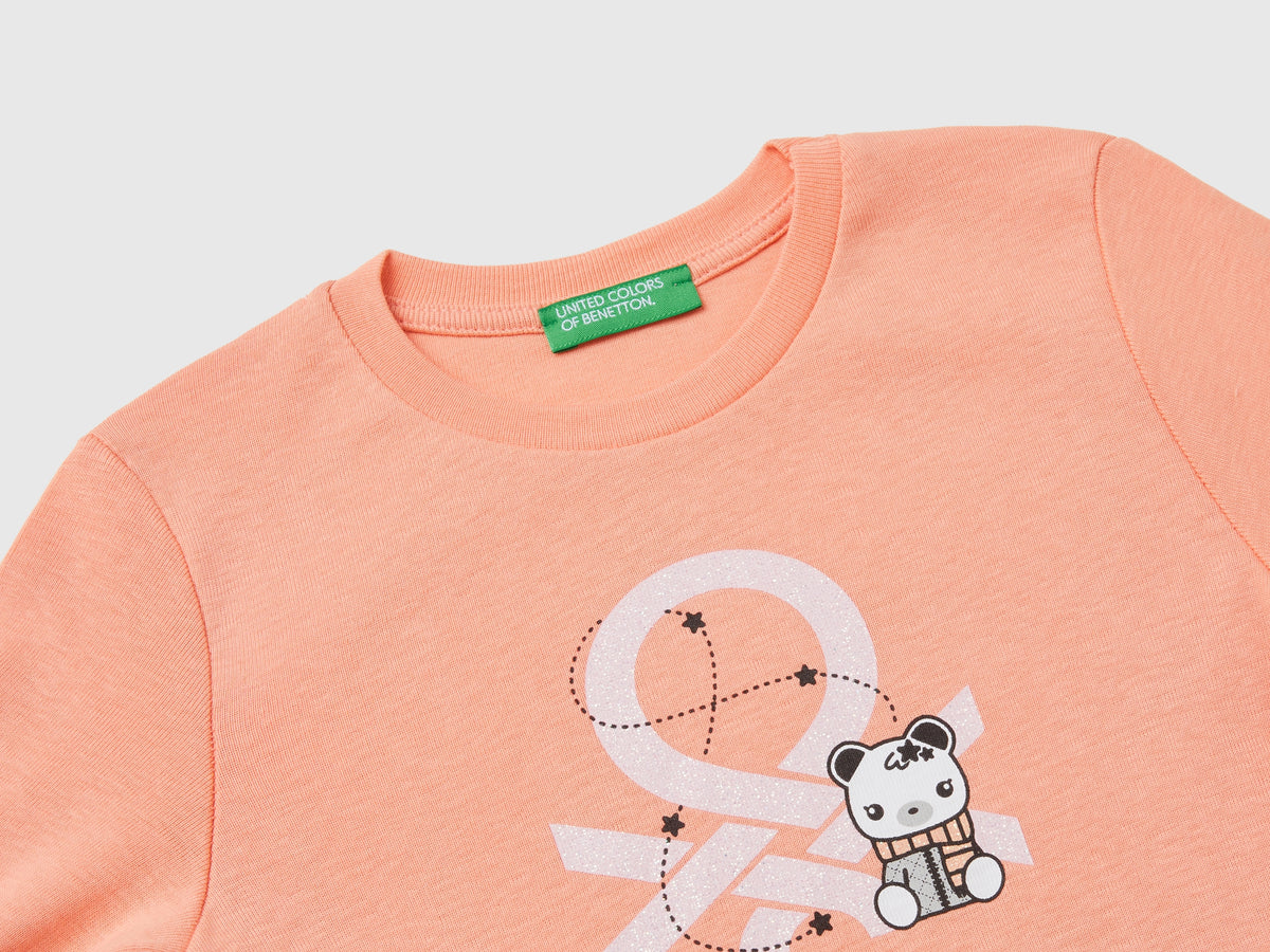 T-shirt con stampa glitter in cotone bio
