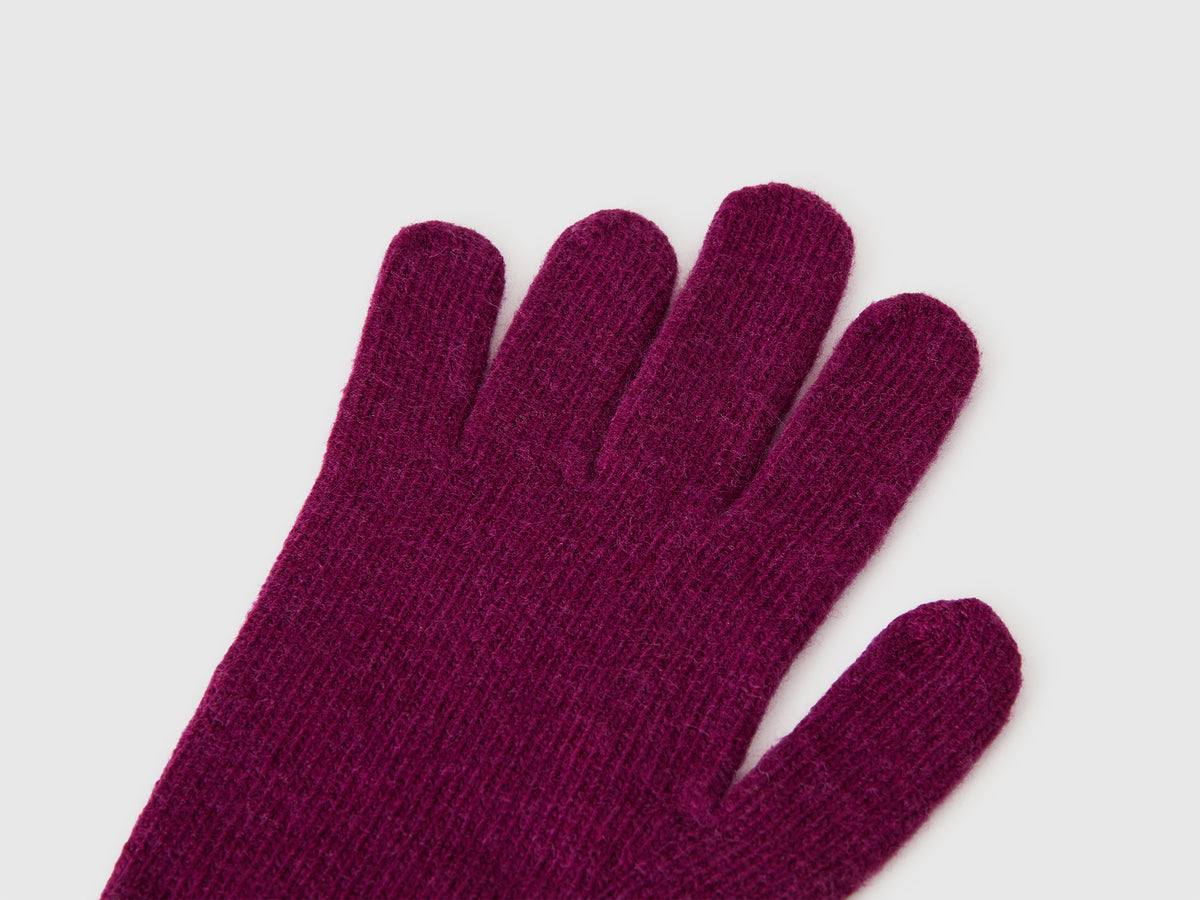 Guanti viola in pura lana Merino