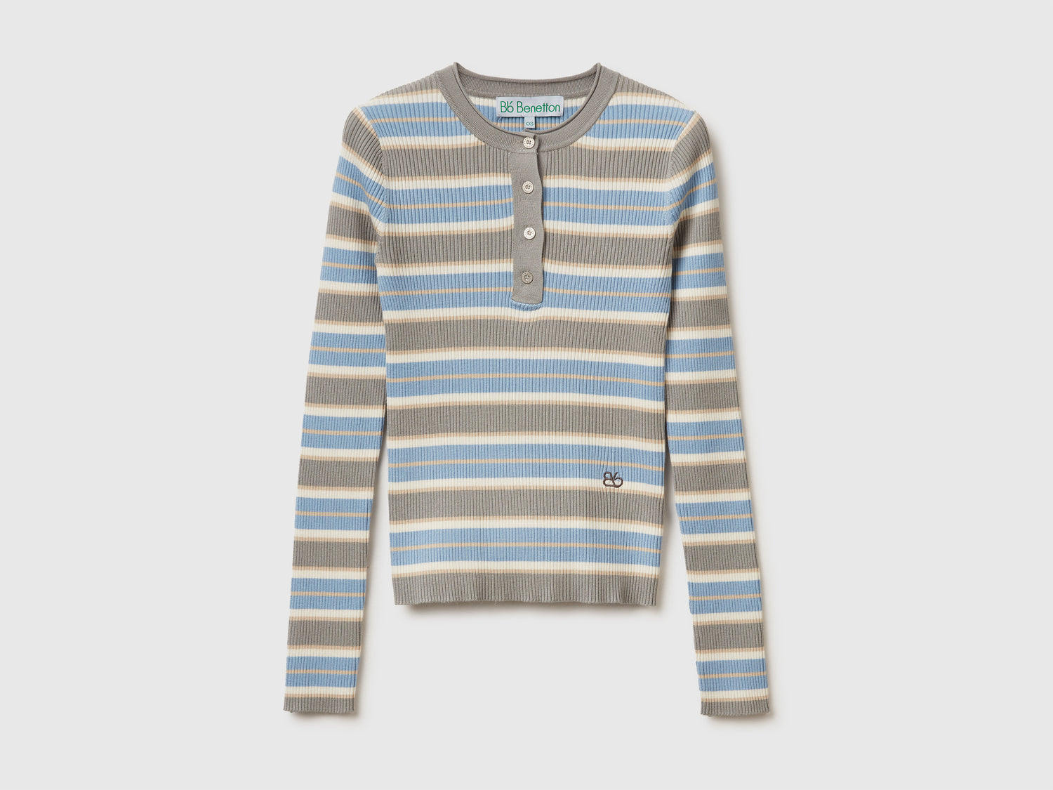 Maglia serafino a righe da donna celeste | Benetton Outlet