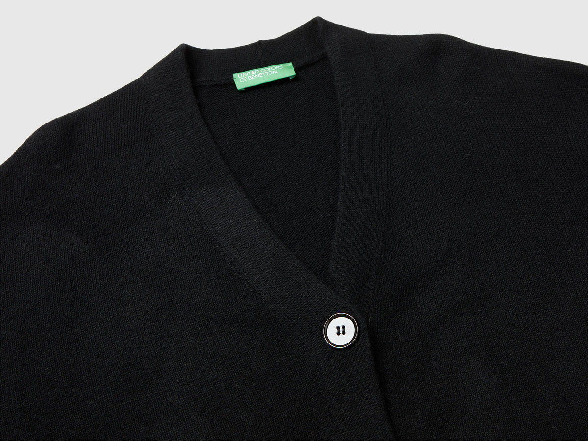Cardigan over fit in misto lana