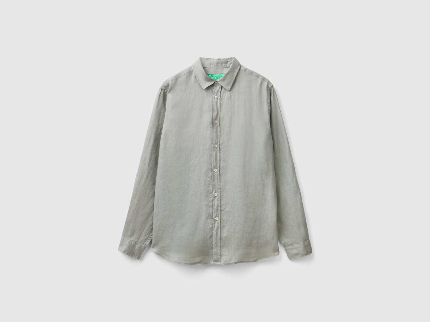Camicia in puro lino da uomo grigio | Benetton Outlet
