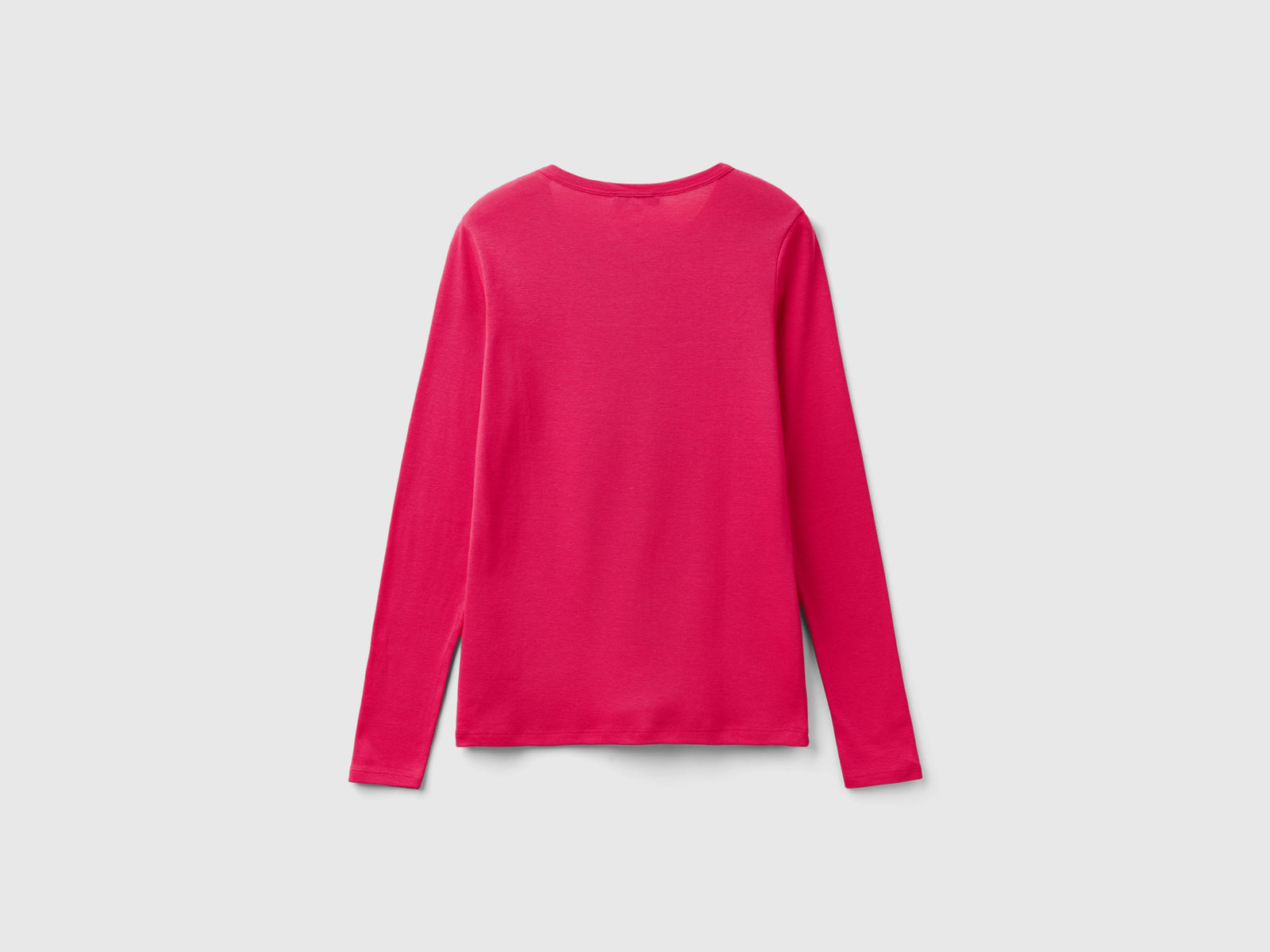 T-shirt a manica lunga 100% cotone da donna fucsia 2 | Benetton Outlet