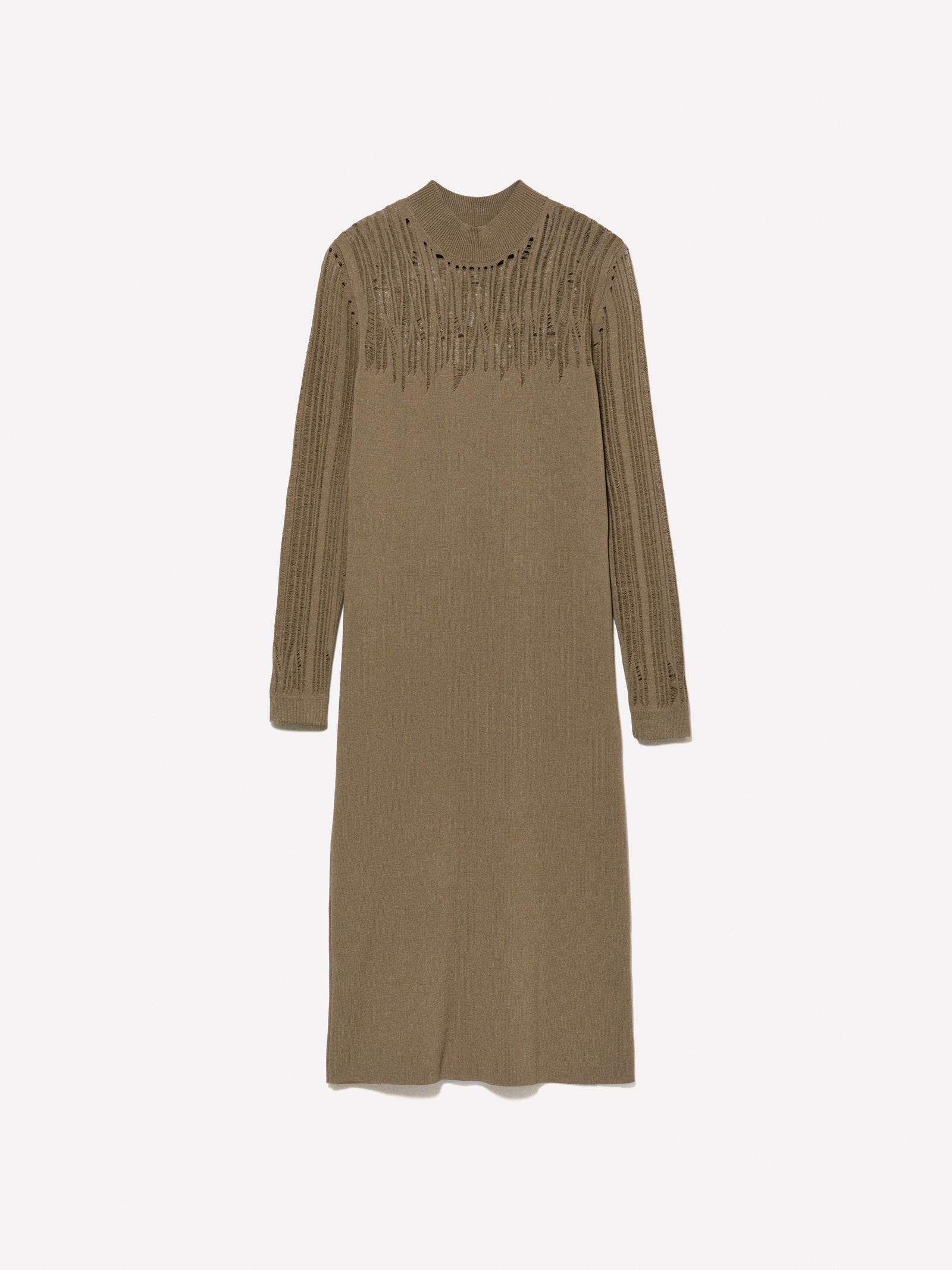 Vestito lungo in maglia da donna verde militare | Sisley Outlet