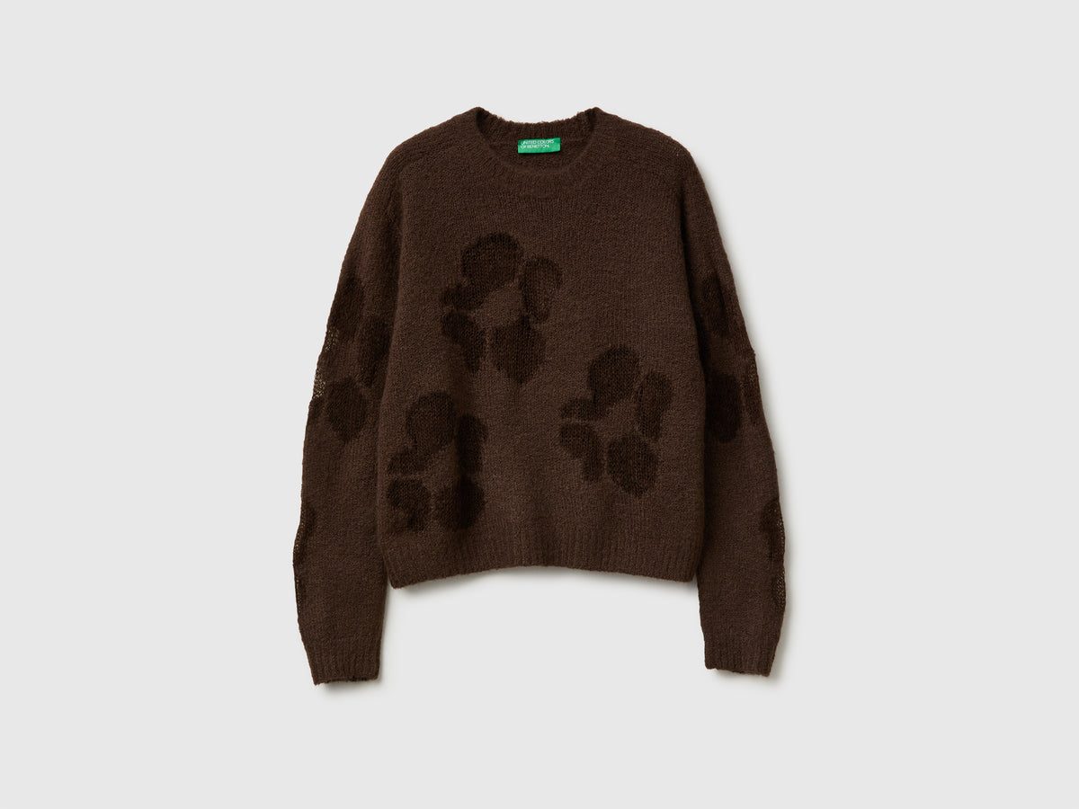 Maglia con intarsio fiori