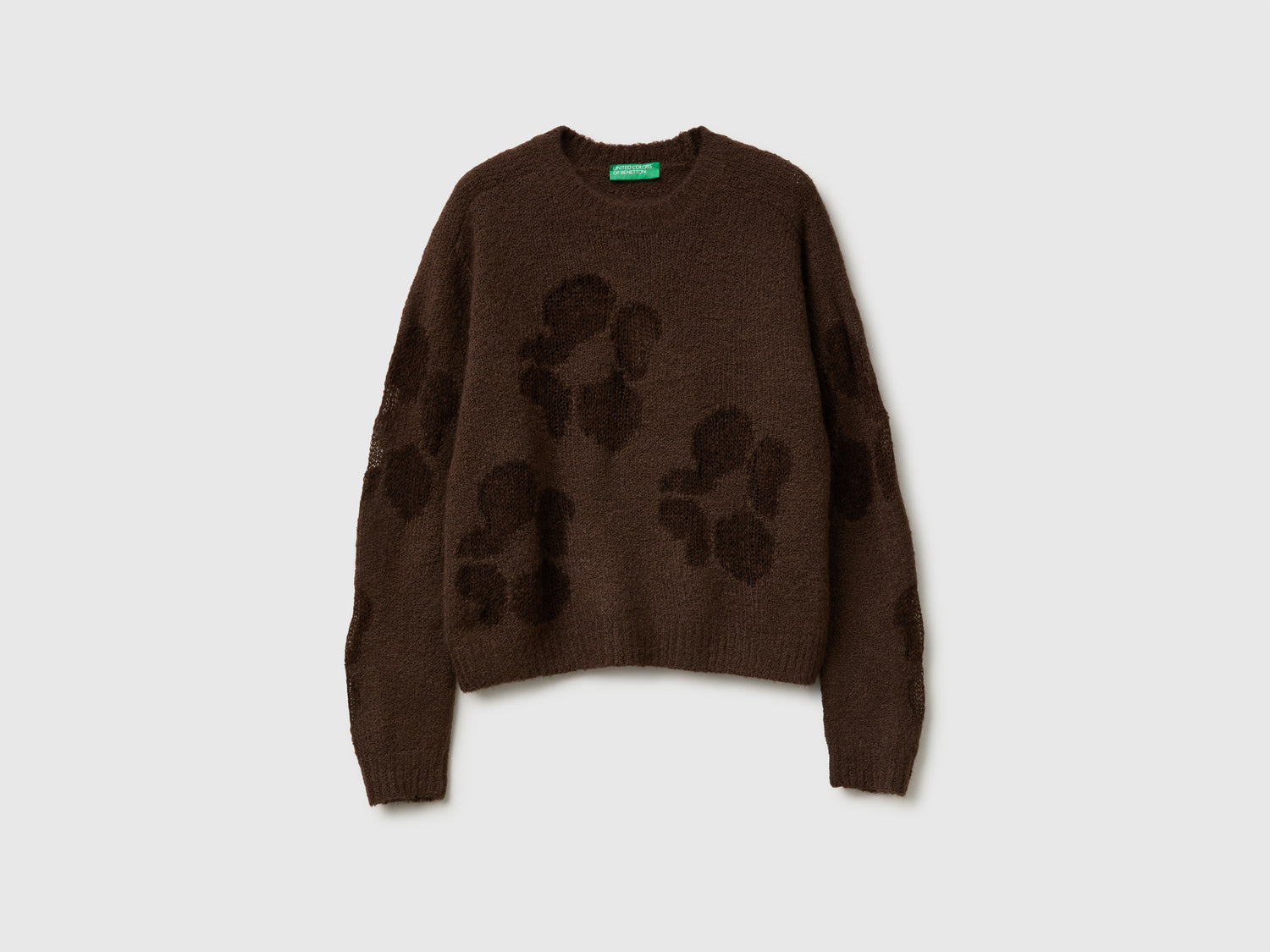 Maglia con intarsio fiori da donna marrone | Benetton Outlet
