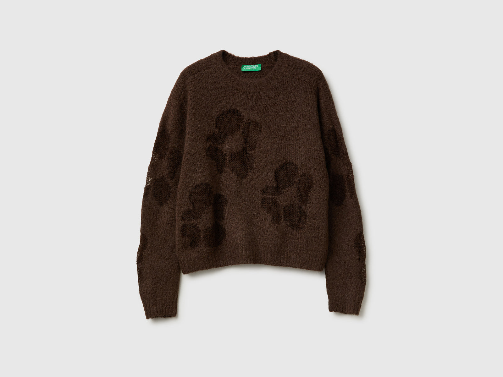 Maglia con intarsio fiori da donna marrone | Benetton Outlet