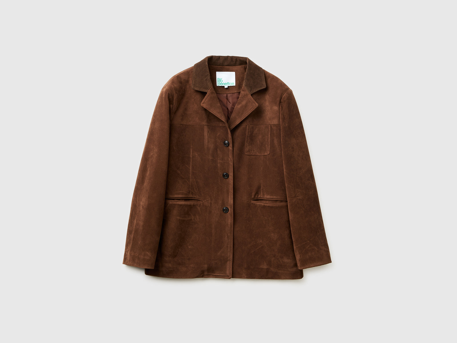 Giacca effetto scamosciato da donna marrone scuro | Benetton Outlet