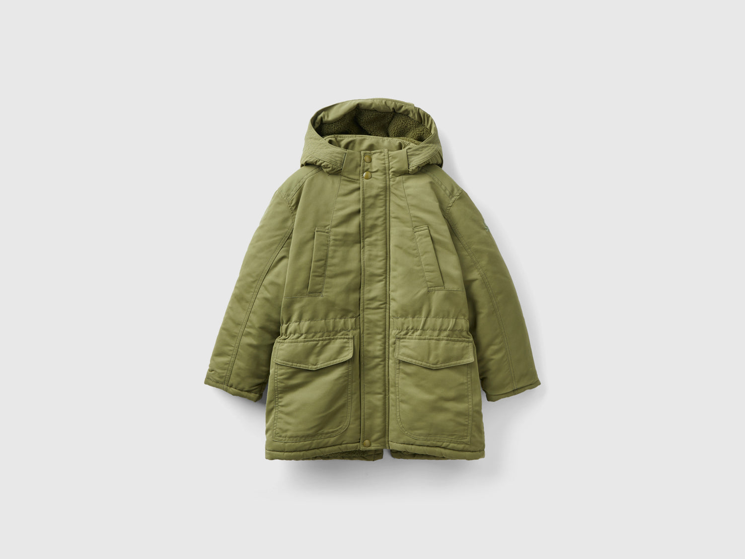 Parka imbottito con tasche da bambino verde militare | Benetton Outlet