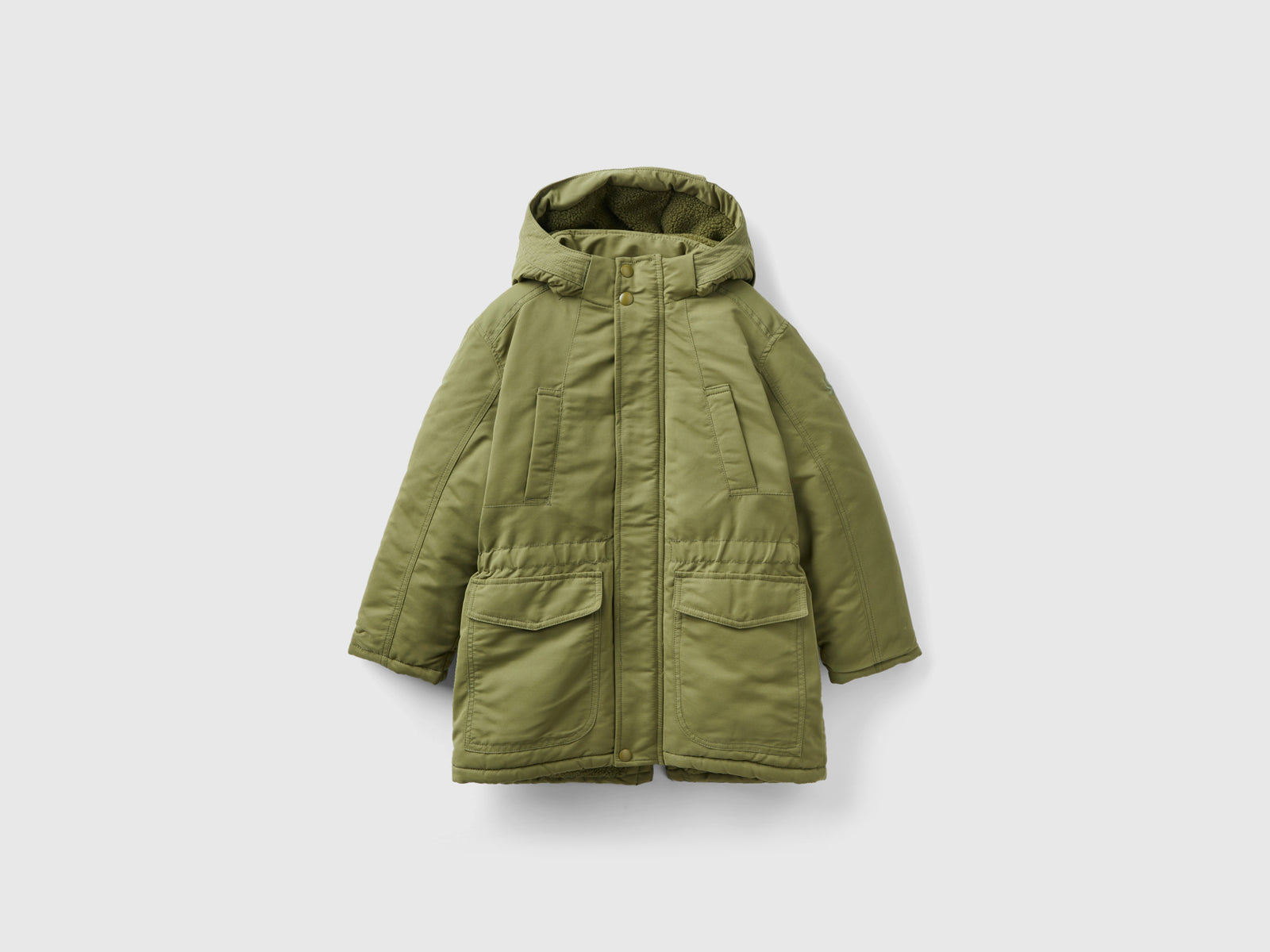 Parka imbottito con tasche da bambino verde militare | Benetton Outlet