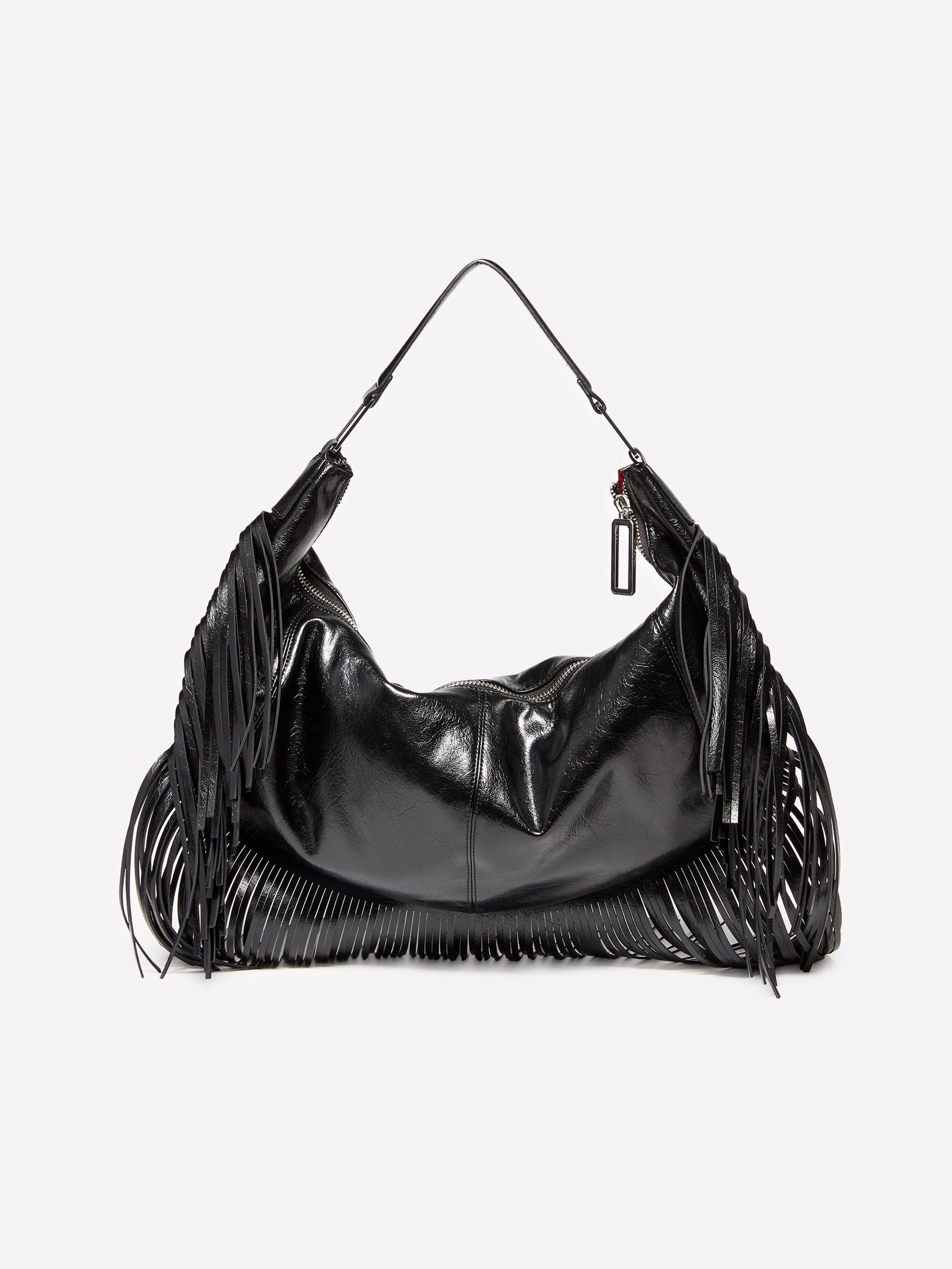 Borsa a spalla con frange da donna nero 2 | Sisley Outlet