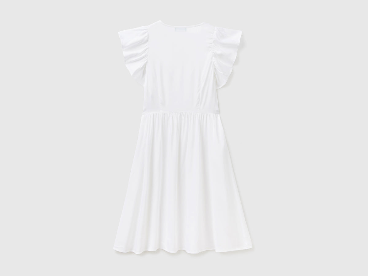 Vestito corto con scollo a V in tessuto fluido e leggero di pura viscosa