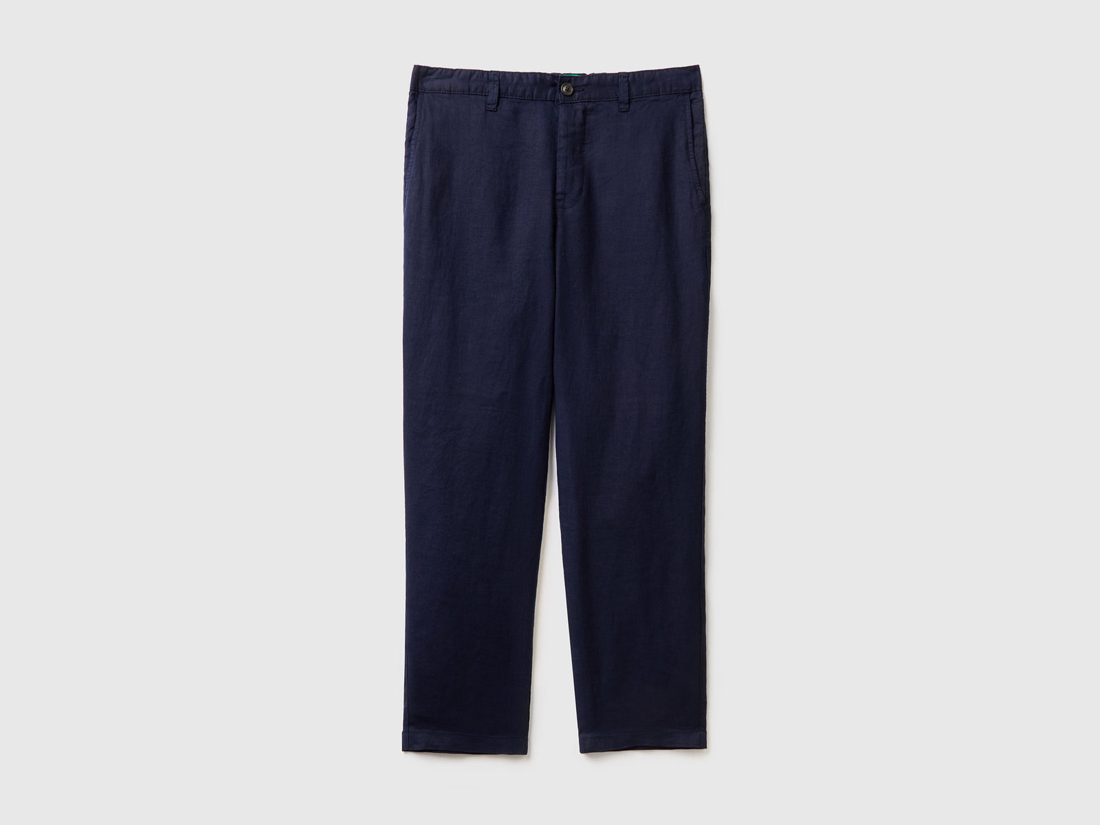 Pantaloni chino in puro lino da uomo blu scuro | Benetton Outlet