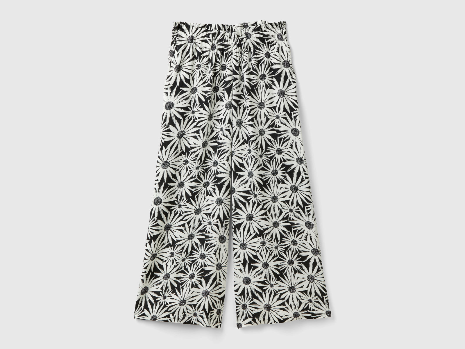 Pantaloni con stampa floreale da donna nero | Benetton Outlet