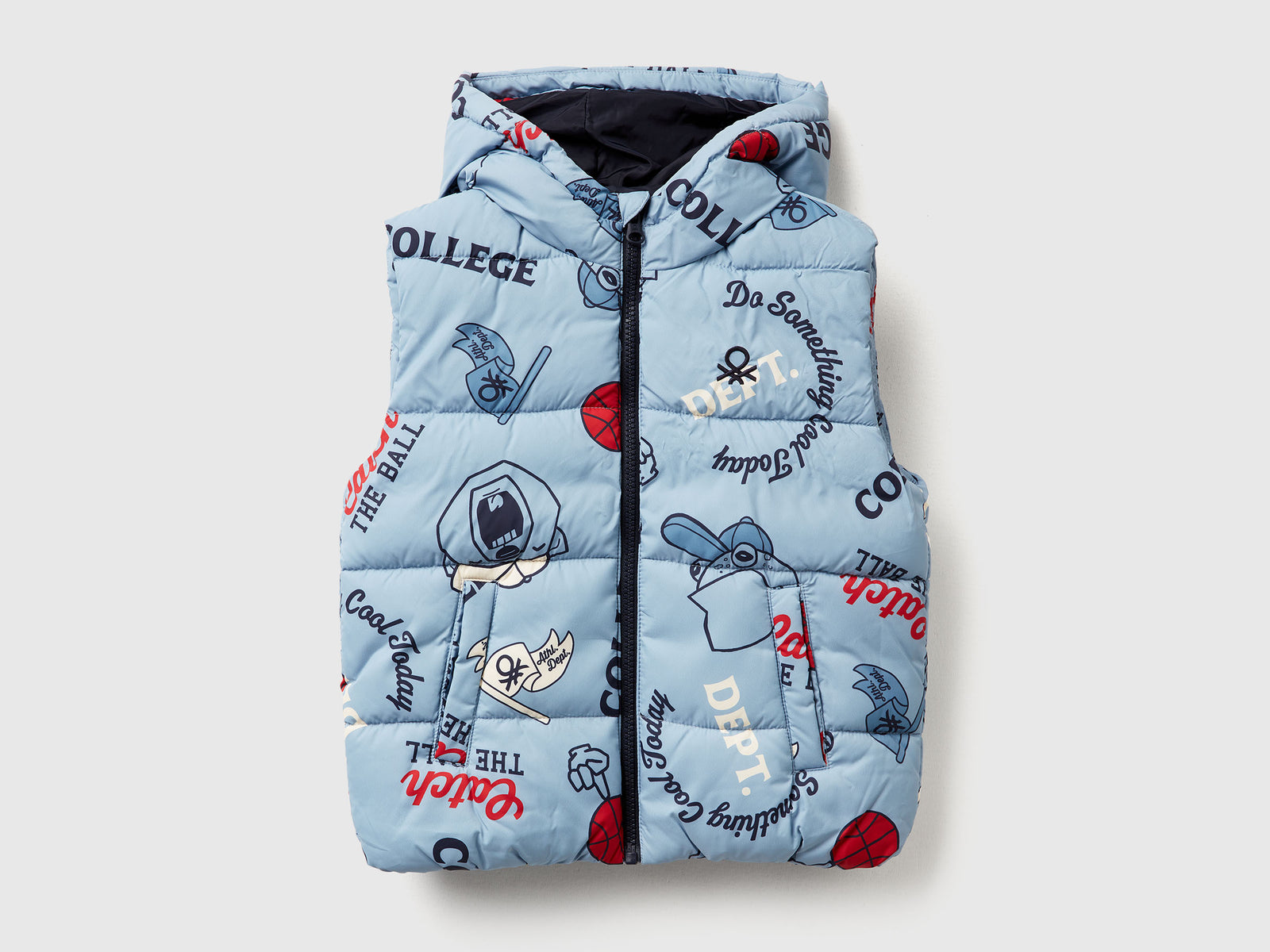 Gilet imbottito con stampa da bimbo azzurro | Benetton Outlet