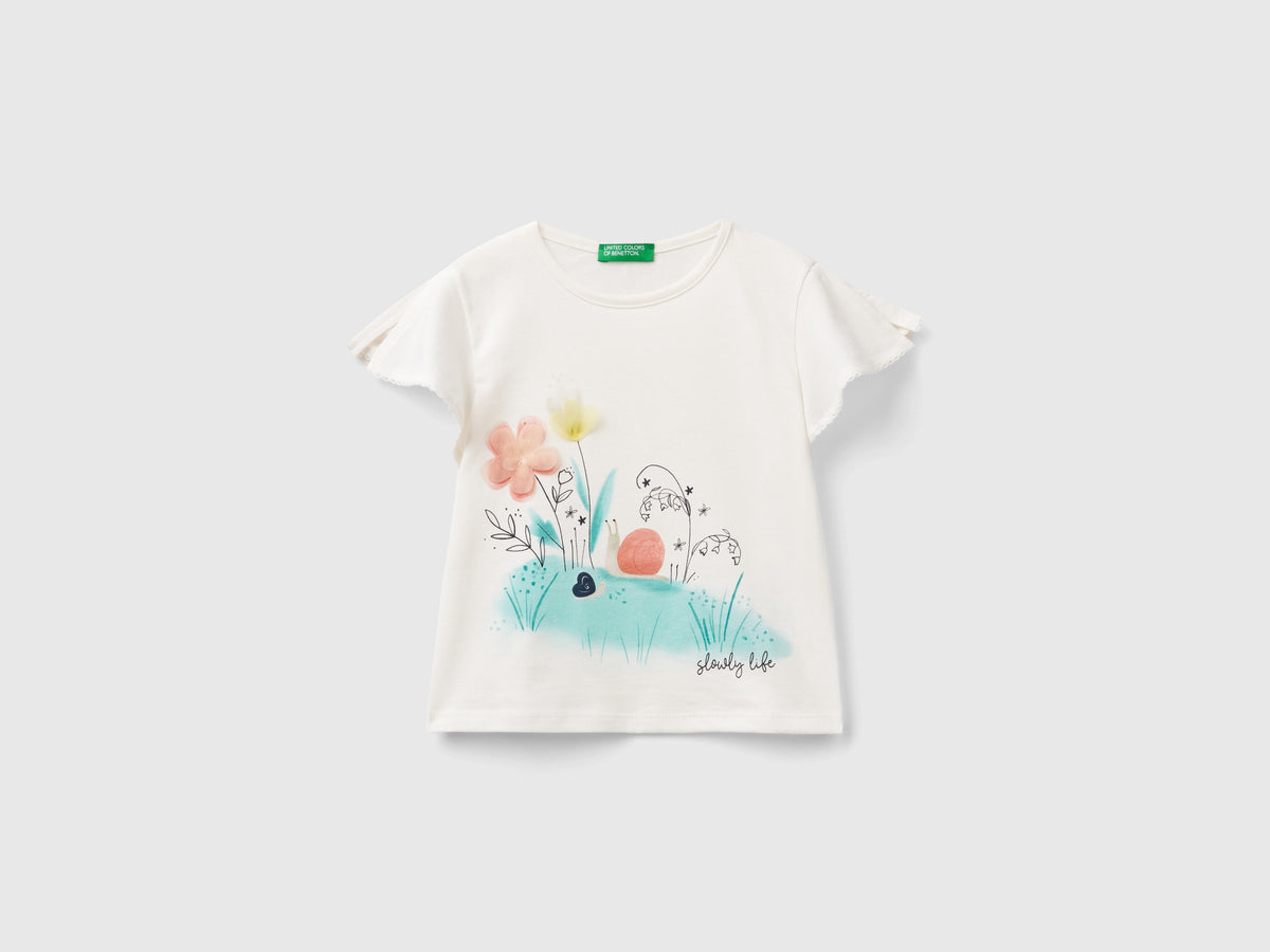 T-shirt con stampa e tulle