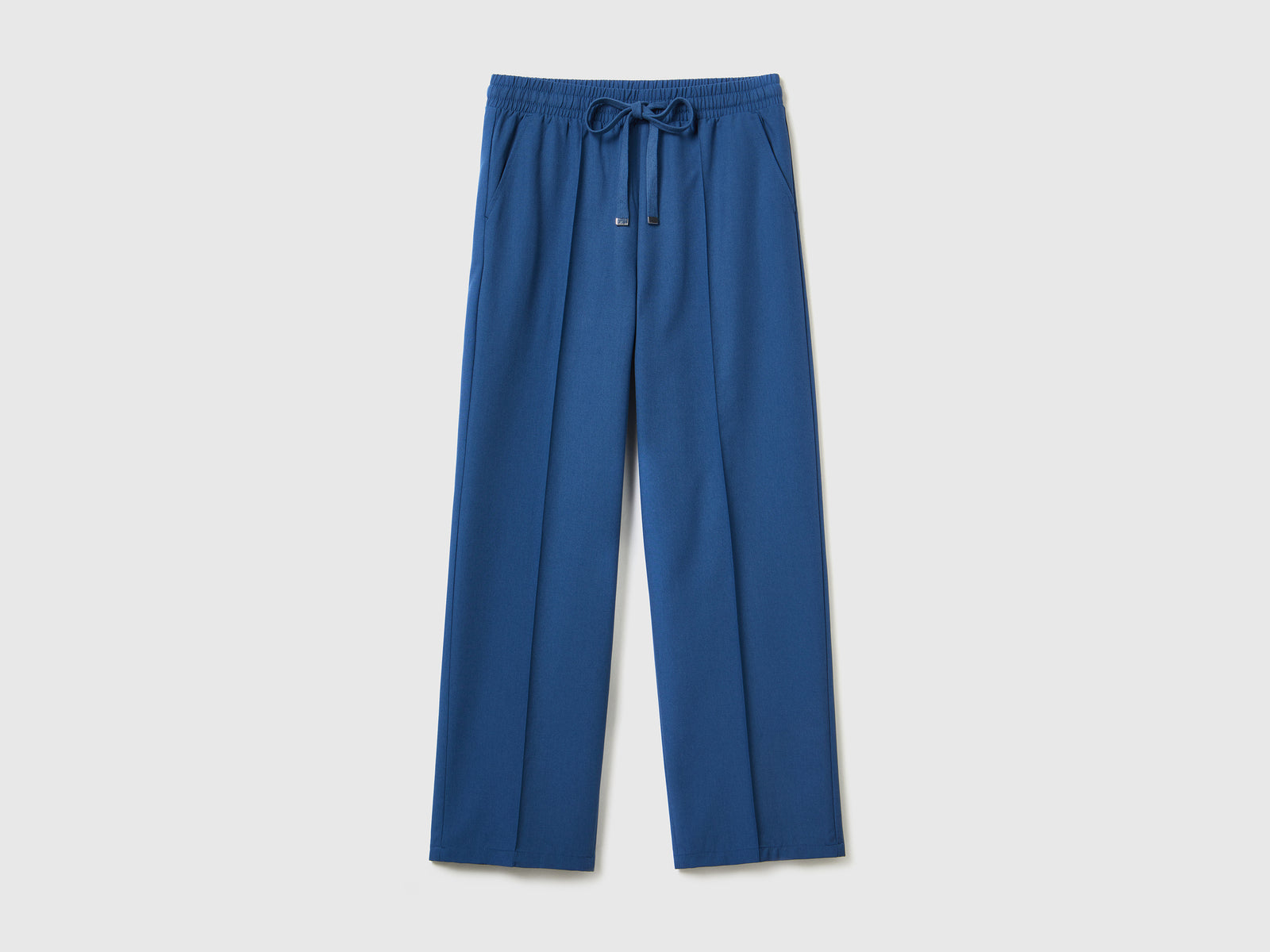 Pantaloni lunghi fluidi modello jogger in misto viscosa da donna blu | Benetton Outlet
