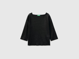 T-shirt in 100% lino con manica 3/4