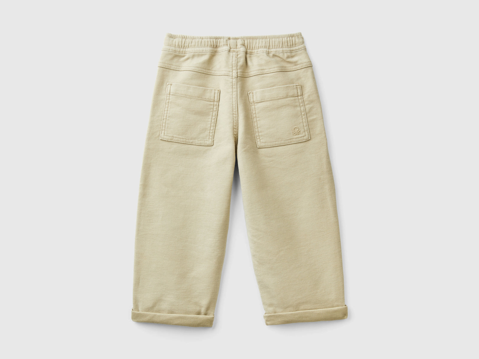 Joggers in misto cotone con coulisse da bimbo beige | Benetton Outlet