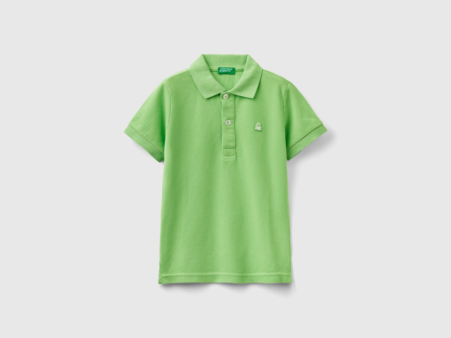 Polo manica corta in cotone biologico da bimbo verde chiaro | Benetton Outlet