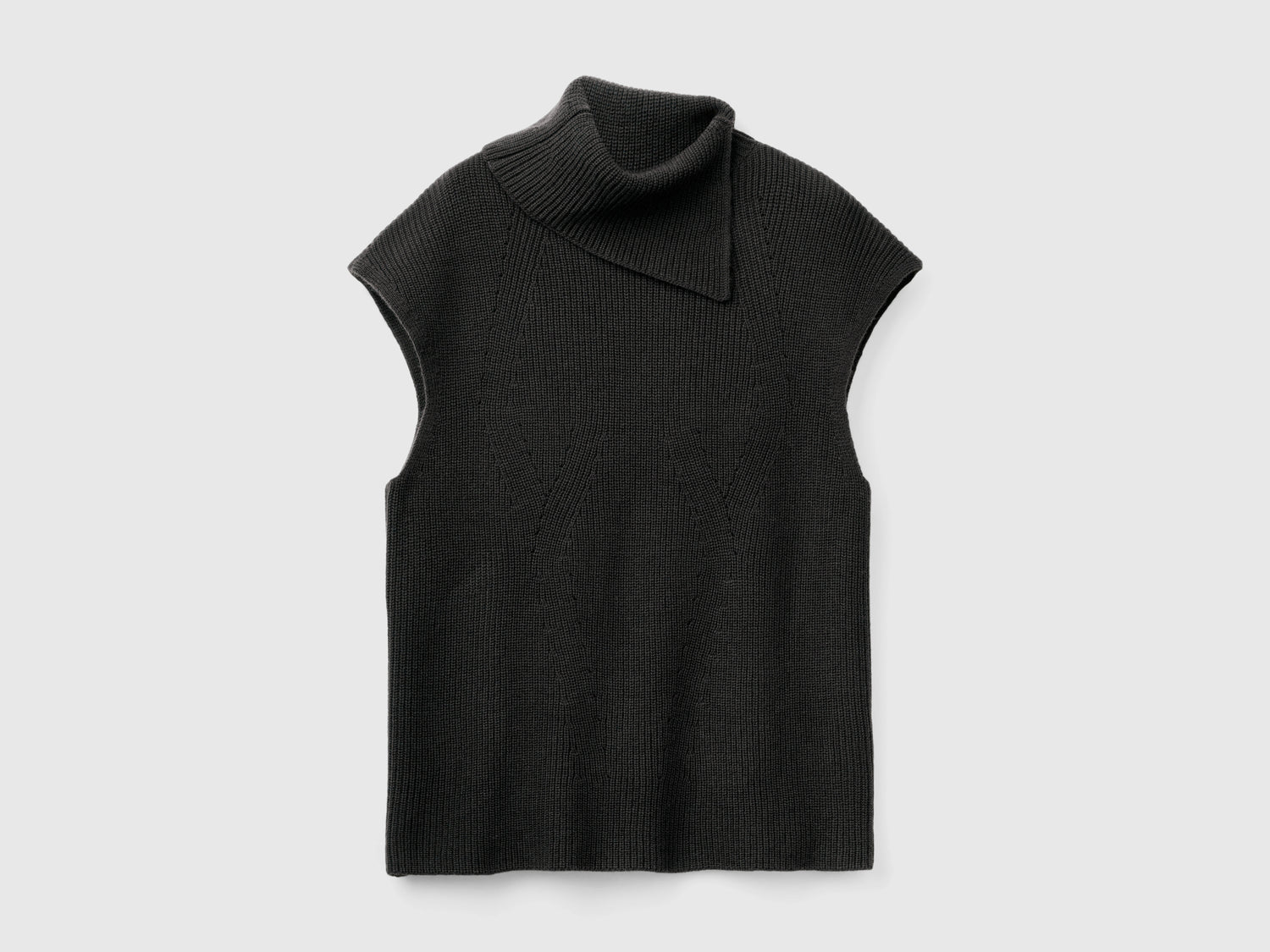 Gilet lungo con collo alto da donna nero | Benetton Outlet