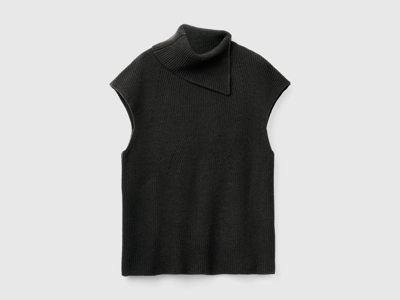 Gilet lungo con collo alto da donna nero | Benetton Outlet