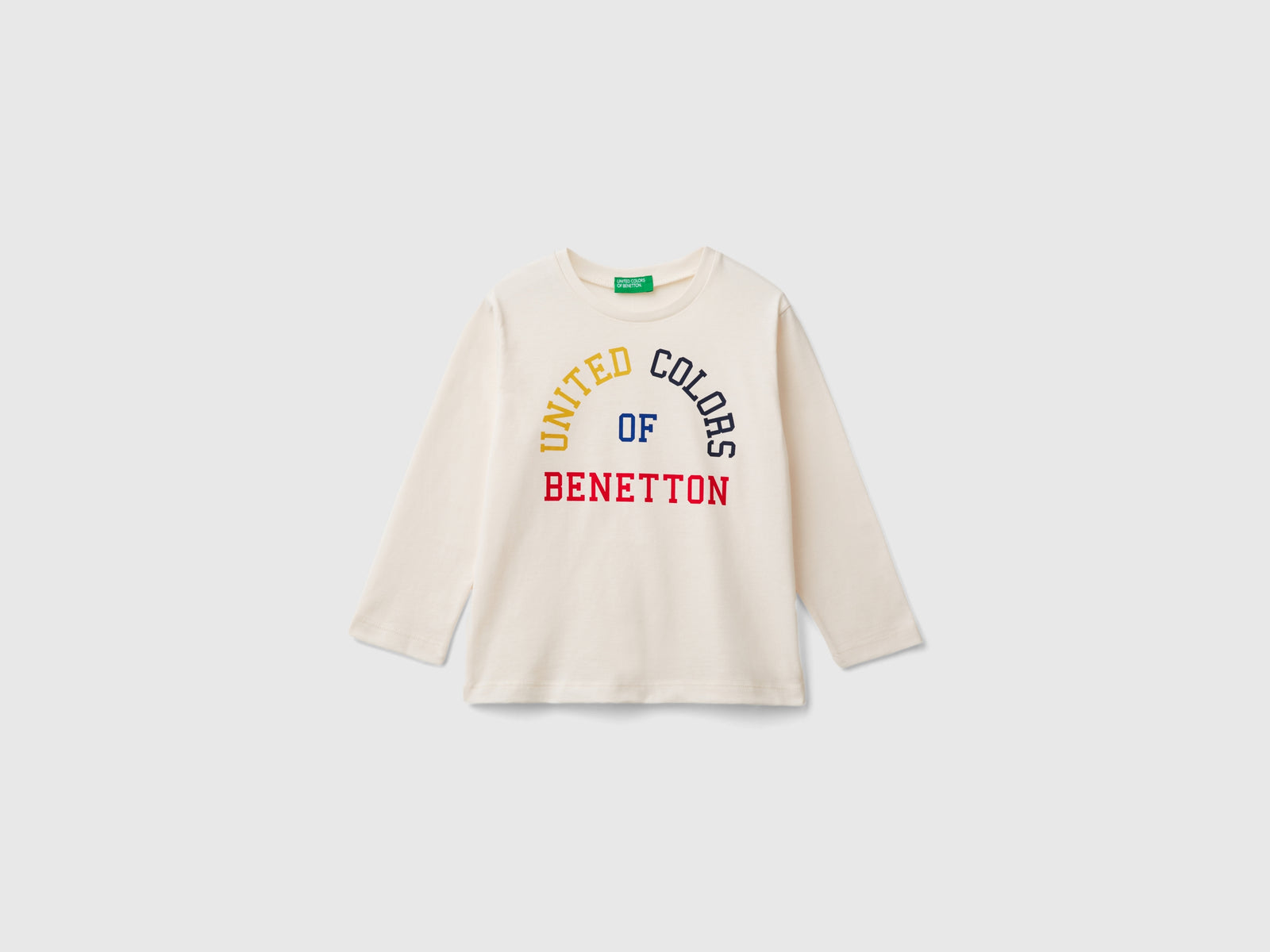Maglietta girocollo in caldo cotone bio da bimbo bianco panna | Benetton Outlet