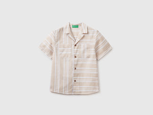 Camicia a manica corta in tela di puro cotone