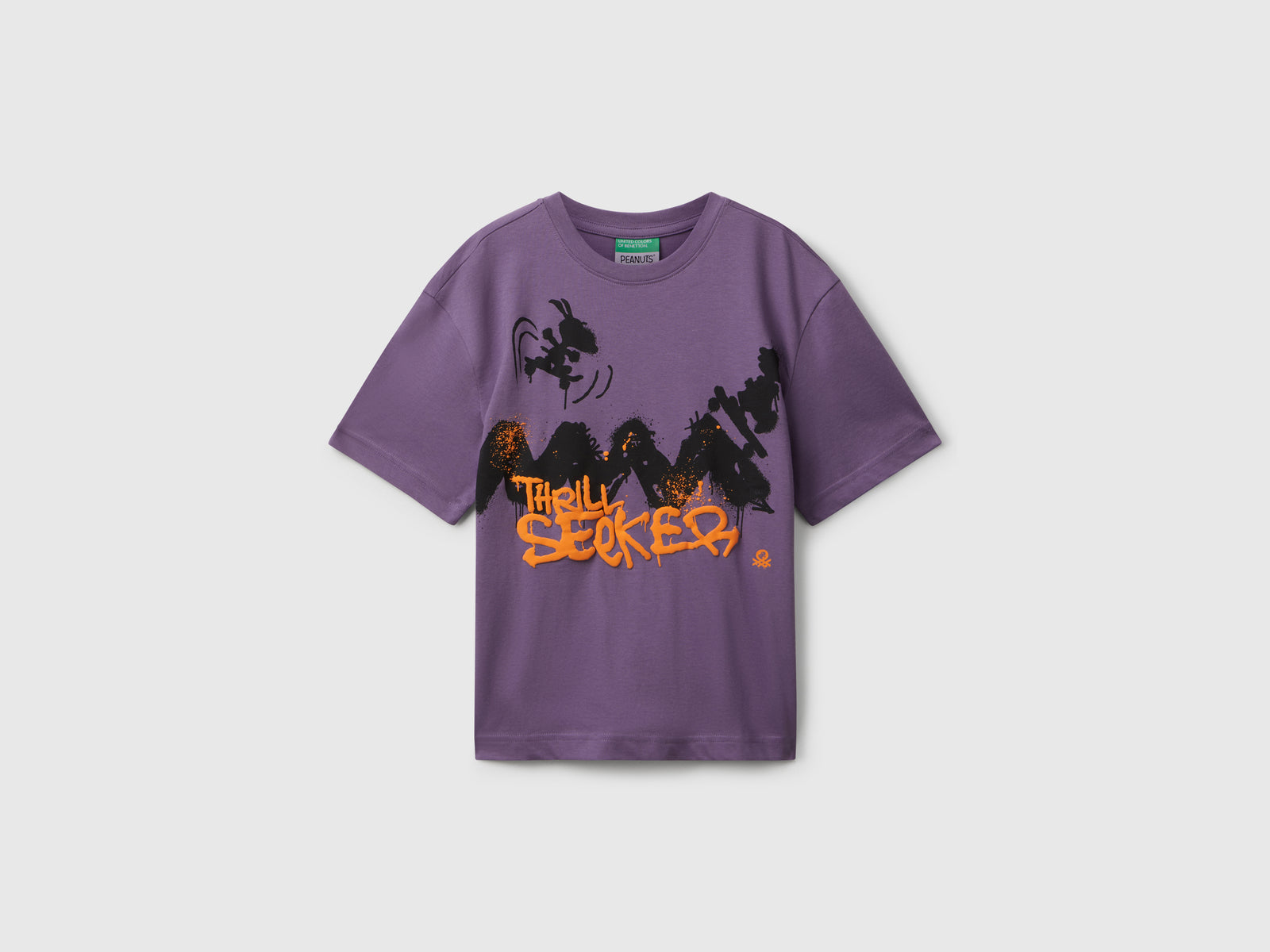 T-shrit stampa graffiti ©Peanuts da bambino viola | Benetton Outlet