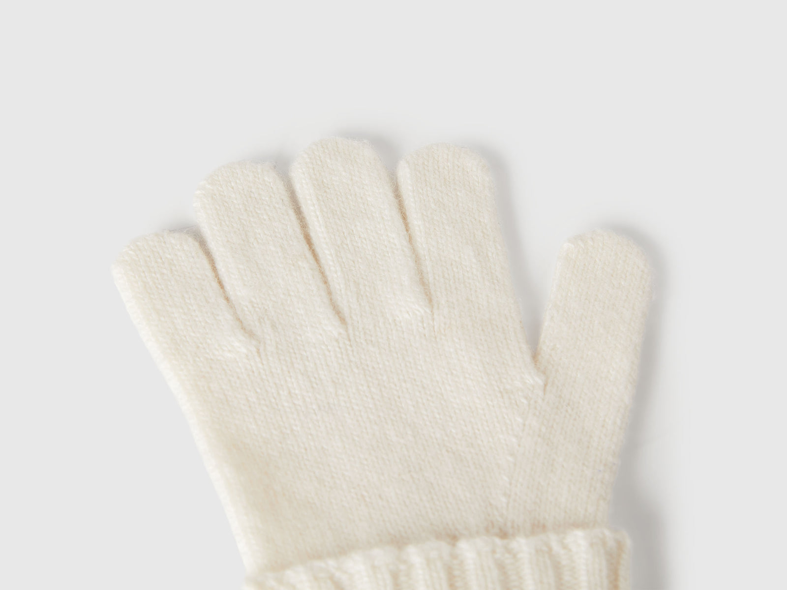 Guanti in misto lana e viscosa da bimbo bianco panna 2 | Benetton Outlet