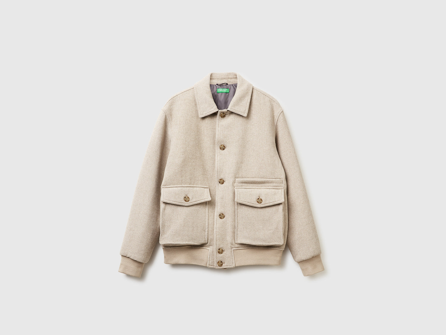 Bomber in misto lana da uomo beige | Benetton Outlet