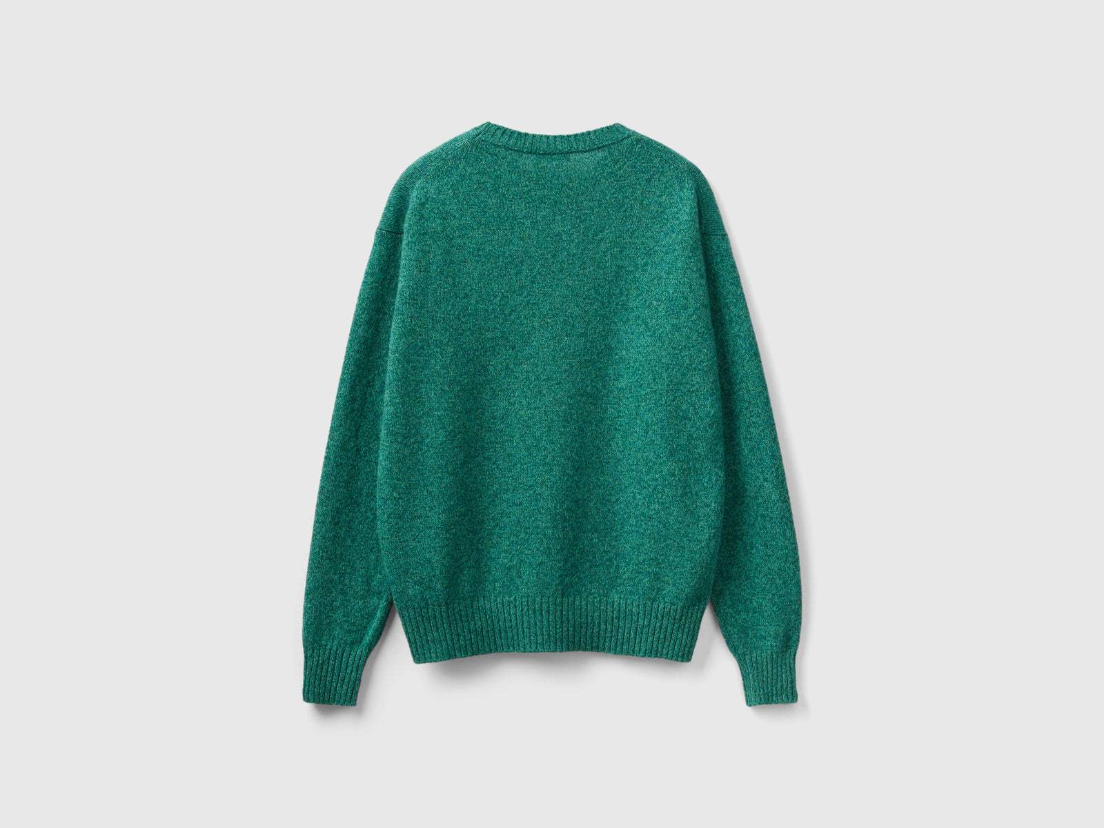 Maglia girocollo in pura lana Shetland da uomo verde scuro 2 | Benetton Outlet