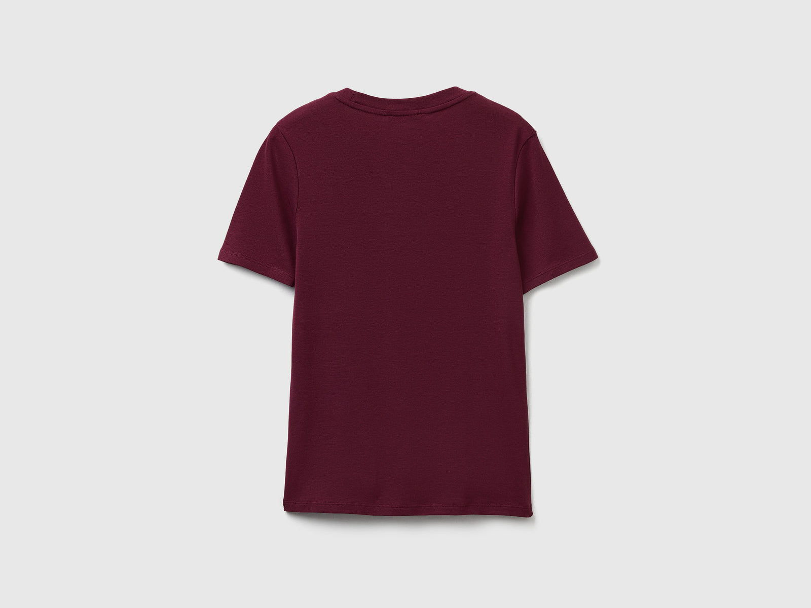 T-shirt manica corta in cotone a fibra lunga da donna prugna 2 | Benetton Outlet