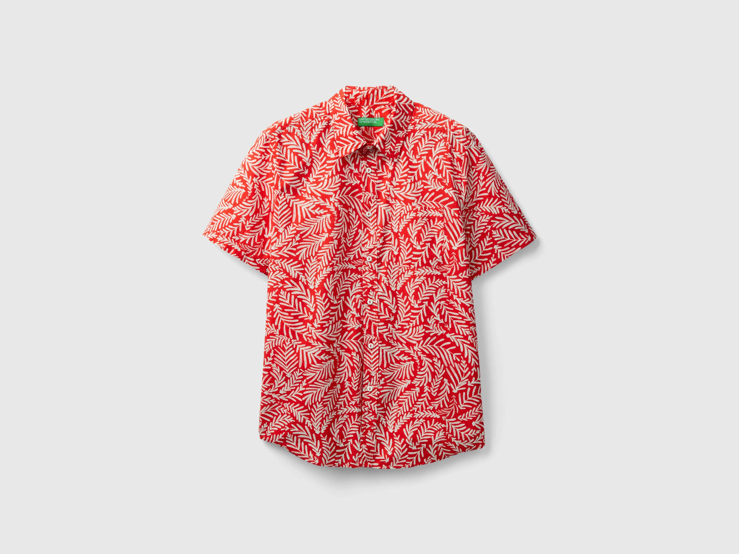 Camicia fantasia a manica corta da uomo rosso corallo | Benetton Outlet