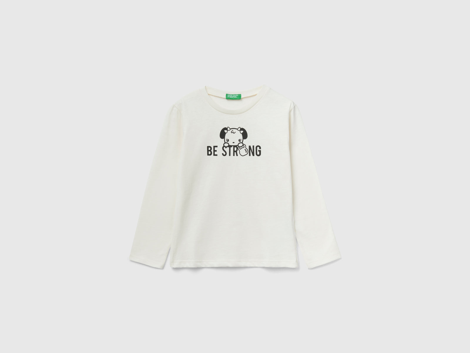 T-shirt boxy fit in 100% cotone da bimba bianco panna | Benetton Outlet