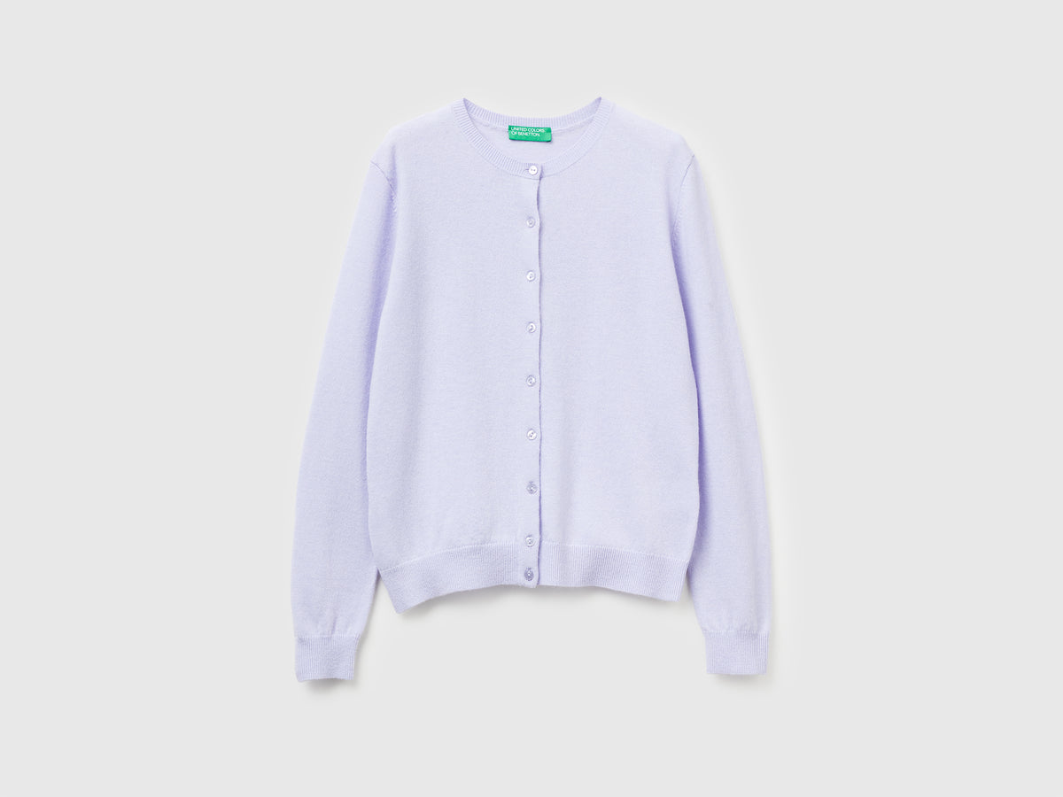 Cardigan girocollo in pura lana Merino