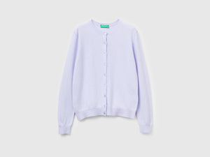 Cardigan girocollo in pura lana Merino
