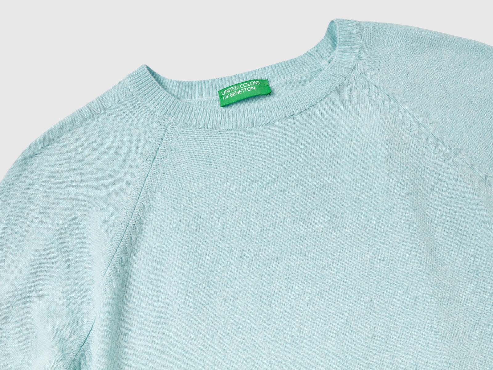 Maglia girocollo verde acqua chiaro in misto lana e cashmere da donna azzurro 3 | Benetton Outlet