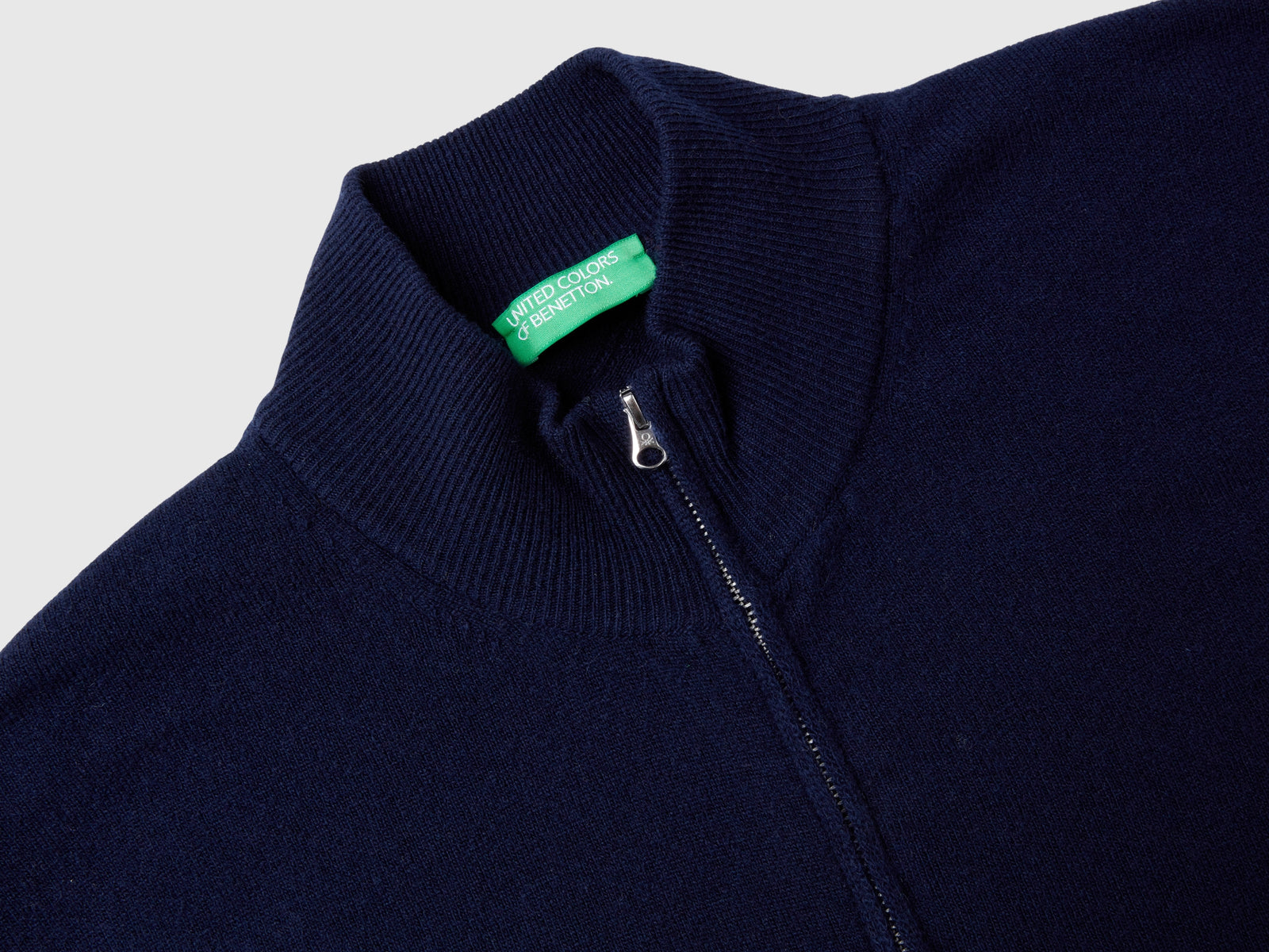 Cardigan con zip blu notte in pura lana Merino da uomo blu scuro 3 | Benetton Outlet