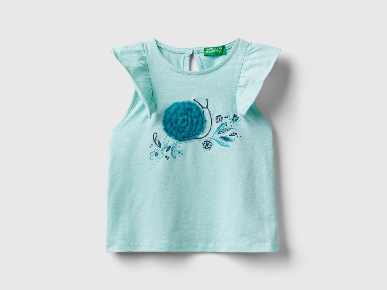 Maglietta con stampa e tulle da bimba azzurro | Benetton Outlet